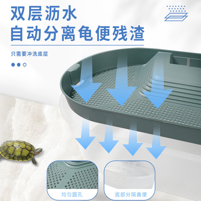Turtle Tank for Home Use, Ecological House for Brazilian Turtles, Special Basin Breeding Box with Lid, Turtle Feeding Box, Landscaping Villa House