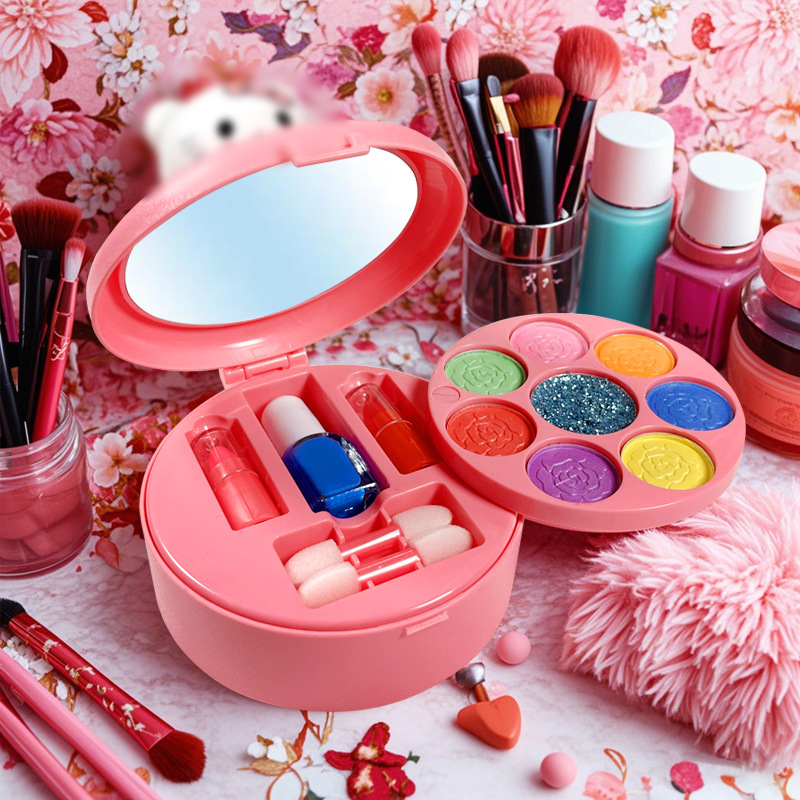Cross-Border Foreign Trade Children's Beauty Set Makeup Box Eye Shadow Lipstick Lip Gloss Girl Toy Set Gift