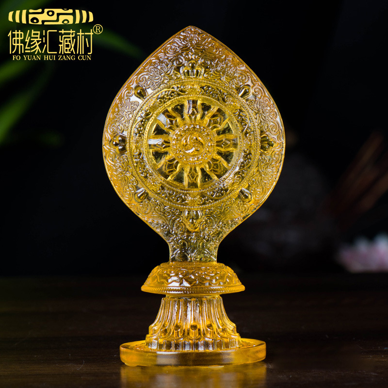 Будда Юань Хуи Орнаменты перед Буддой Древняя цветная глазурь Жертва Семь правительственных сокровищ Домашние принадлежности Золотое колесо
