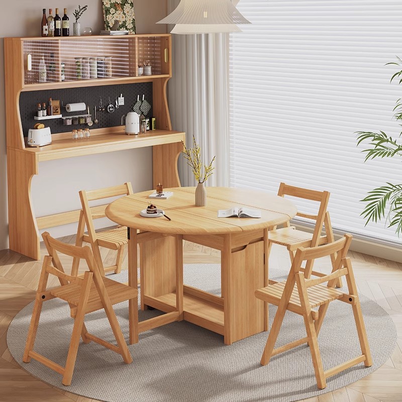Solid Wood Sideboard Dining Table Integrated High Cabinet Household Wall Side Cabinet Storage Cabinet Bar Counter Cabinet with Dining Table Storage Cabinet