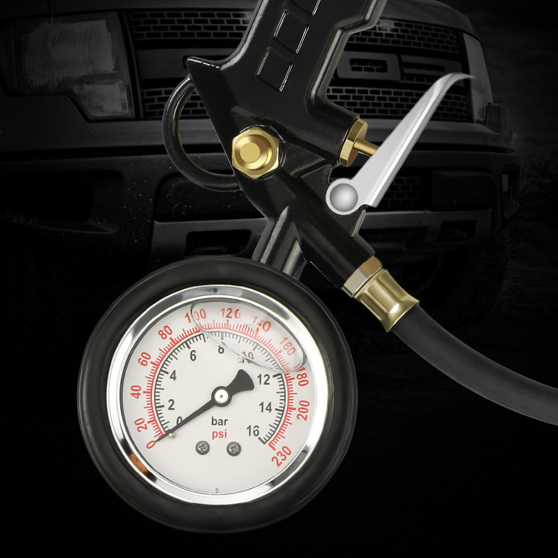 Yiju Digital Display Tire Pressure Gauge Automobile Inflatable Head Inflatable Nozzle Connector Bicycle Motorcycle Inflatable Nozzle with Pressure Gauge