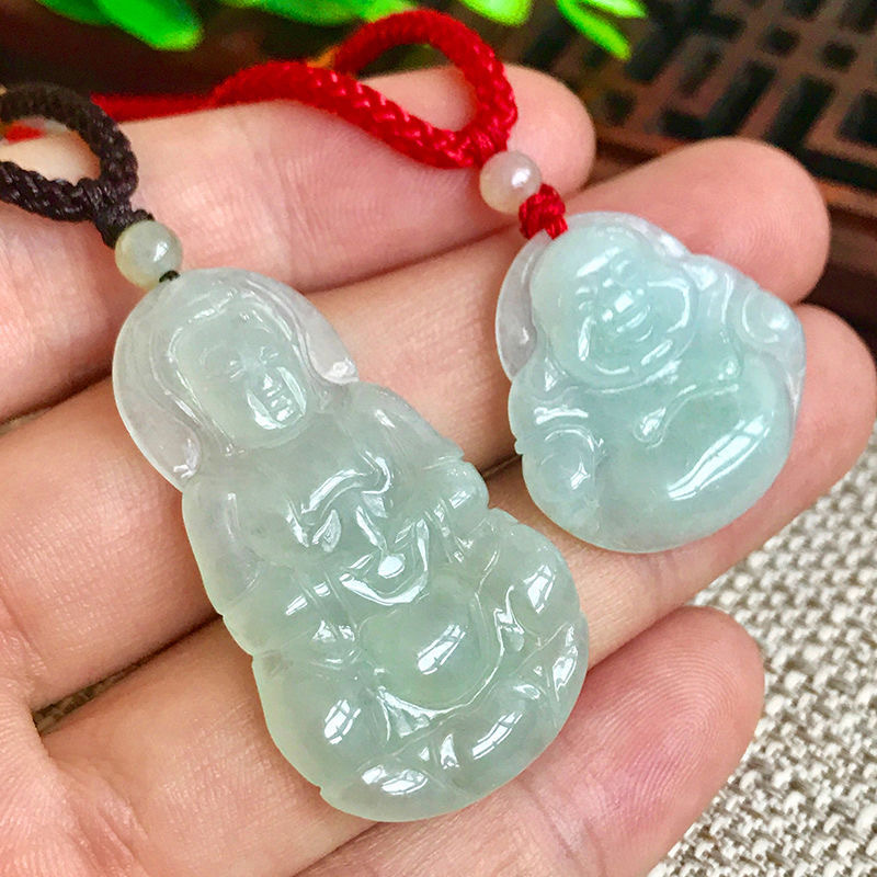 Guan Yu Natural Burmese Grade a Jadeite Guanyin Jade Buddha Pendant Jewelry Factory Direct Sale S1010317