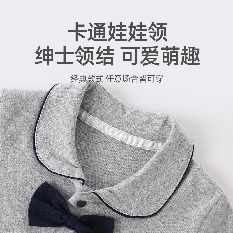 Baby jumpsuit Spring and Autumn Gentleman Outfit Newborn Dress Full Moon Baby Long Sleeve Hatshirt Climbing Wear College