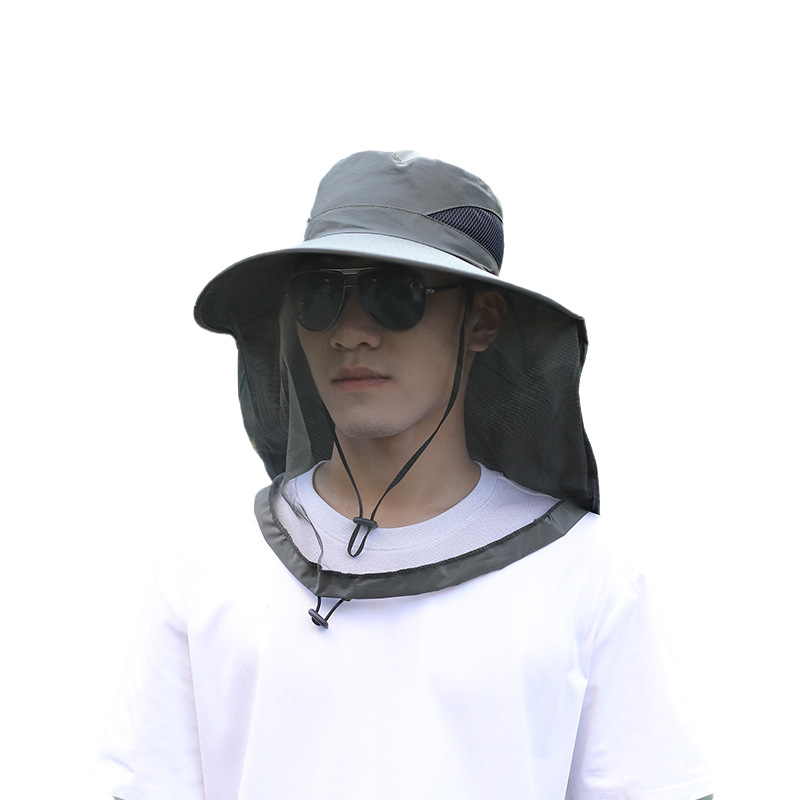 Men's Mesh Mask Protective Hat Outdoor Leisure Fisherman Hat Beekeeping Visor Summer Breathable Anti-Mosquito and Insect-Proof Fishing Hat