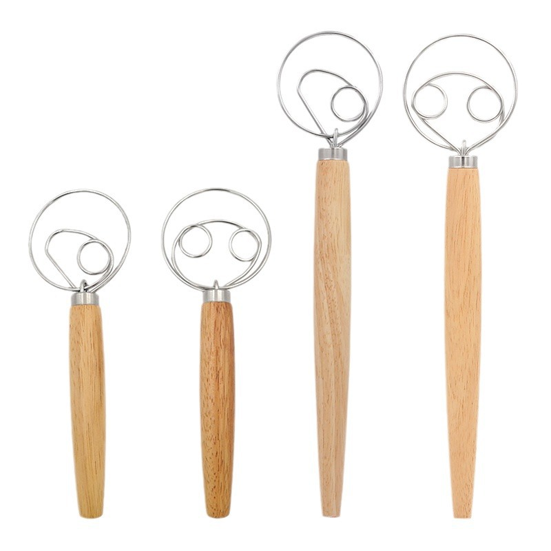in stock new egg beater flour beater dough mixer double ring single ring stirring rod 13 inch oak mixer