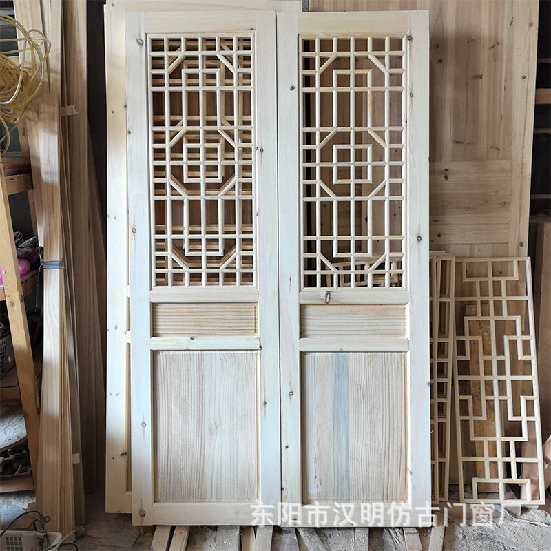 Customized Dongyang Wood Carving Antique Doors and Windows Solid Wood Wooden Doors Bedroom Doors Wooden Doors Partition Walls Cut Out Doors and Windows Simple Doors and Windows