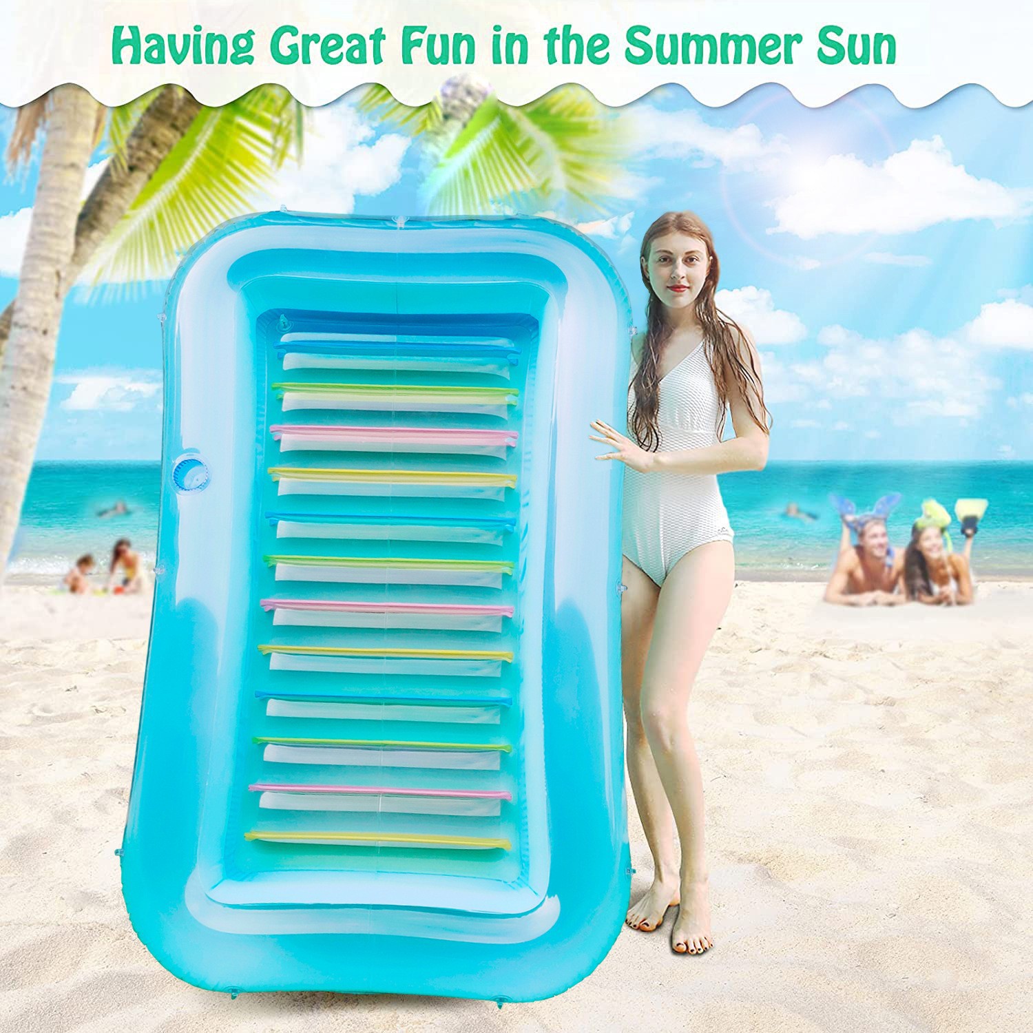 Inflatable Pool Lounge Floating Adult Pool Drifting Tub Sunlight Drifting Board Summer Water Party Lounger