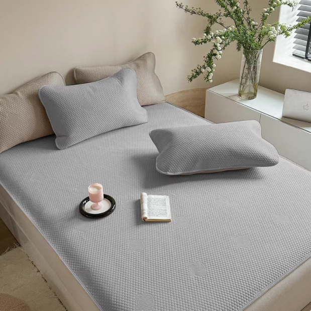 New 3D Cool Bean Cool Mat with Rounded Corners, Foldableable, Washable, Air-Conditioned Soft Mat, Gray Single Style