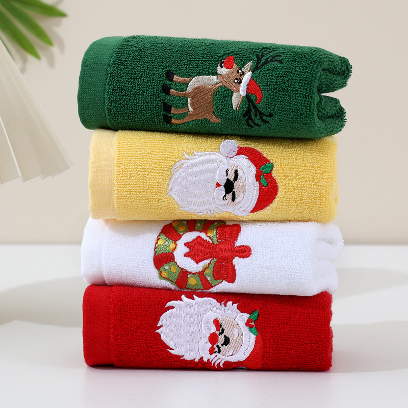 Towel factory wholesale Christmas gift towel cotton embroidery holiday advertising towel face towel logo custom