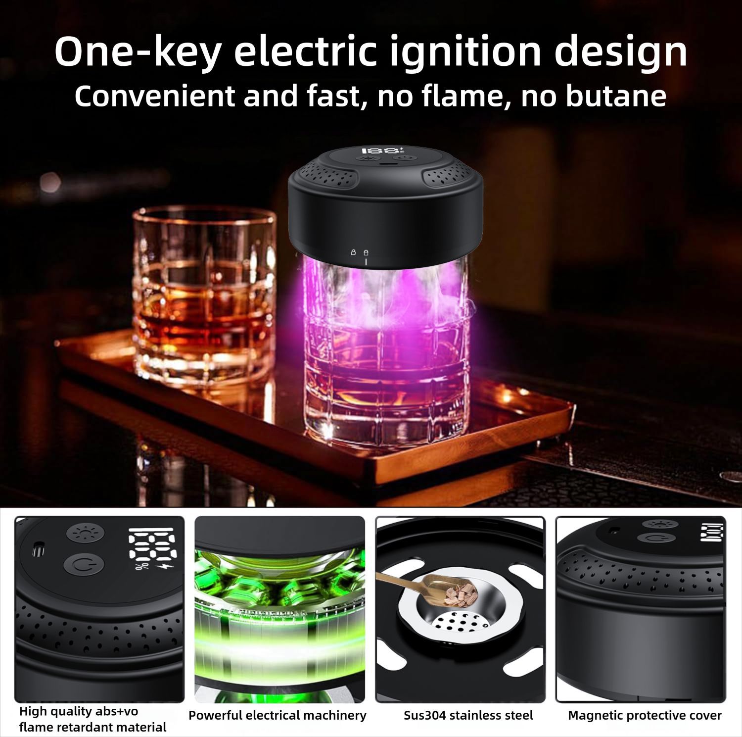 Cross-Border Fourth-Generation Electric Cocktail Smoker Whiskey Smoker with Colorful Lights and Various Fragrant Wood Sets for Smoking