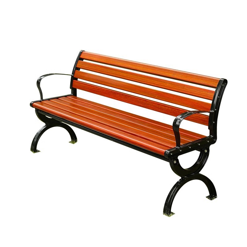 Park Chair Outdoor Bench Garden Courtyard Leisure Square Seat Solid Wood Backrest Chair Cast Iron Anticorrosive Wooden Rank Chair