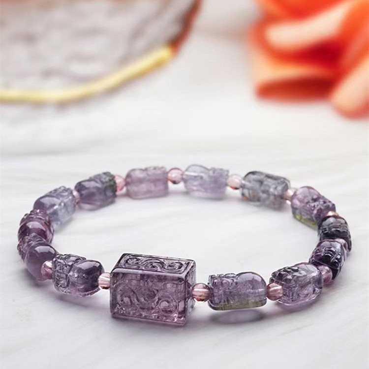 Браслет из натурального бразильского турмалина, пара, резьба Пи Сю, оригинальный дизайн макаронов