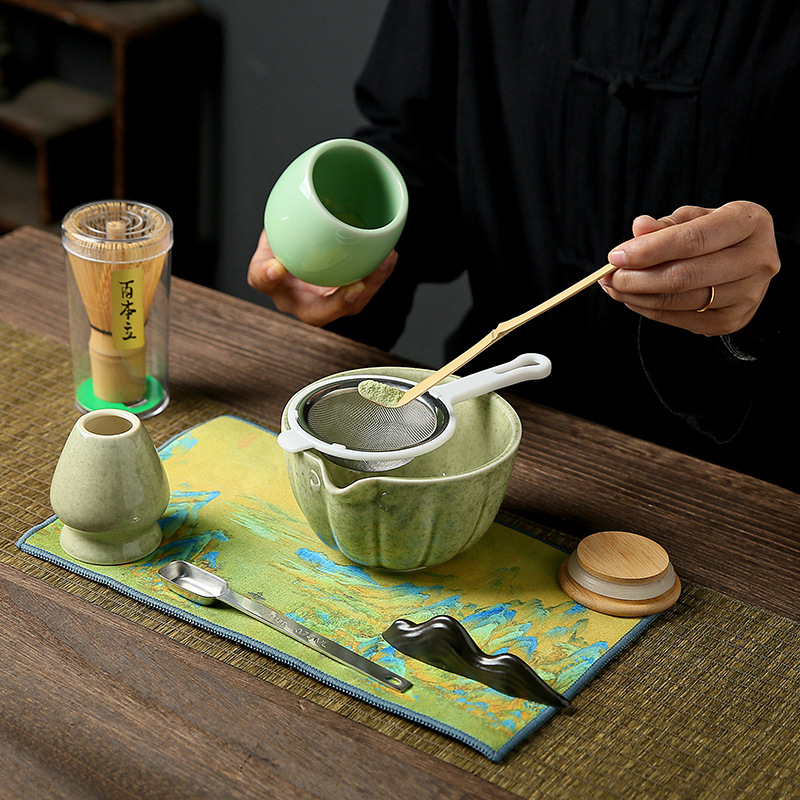 Matcha Bowl Japanese Style Matcha Tea Song Dynasty Tea Point Tool Ceramic Tea Bowl Tea Cup Mixer Matcha Tea Brush Tea Set