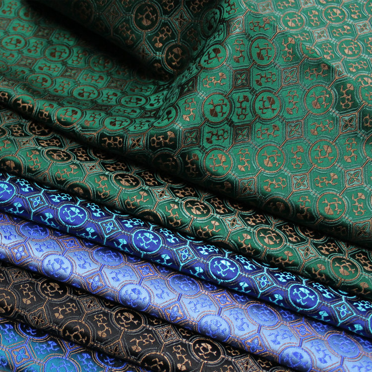 Chinese Style Tang Suit Cheongsam Mongolian Gown Stage Film and Television Decoration Crafts Jacquard Brocade Silk Antique Fabric