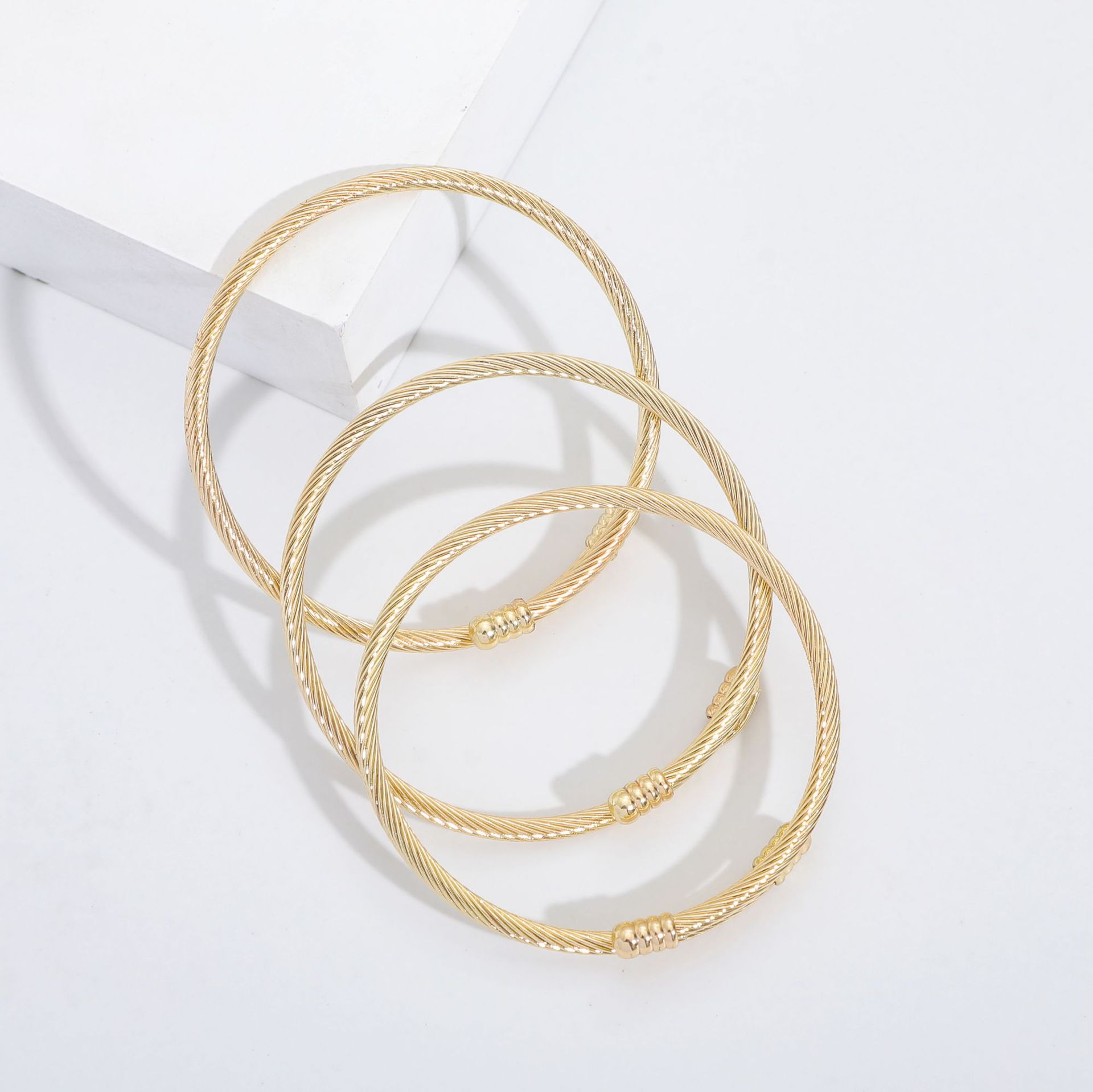 Europe and the United States cross-border 304 stainless steel twist bracelet DIY opening 14K gold rose gold steel hand ring manufacturers wholesale