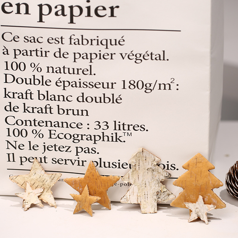 Bark Type Bark Five-Pointed Star Pine Country Style Christmas Decoration Pendant Ornaments Crafts Birch Bark Raw Materials