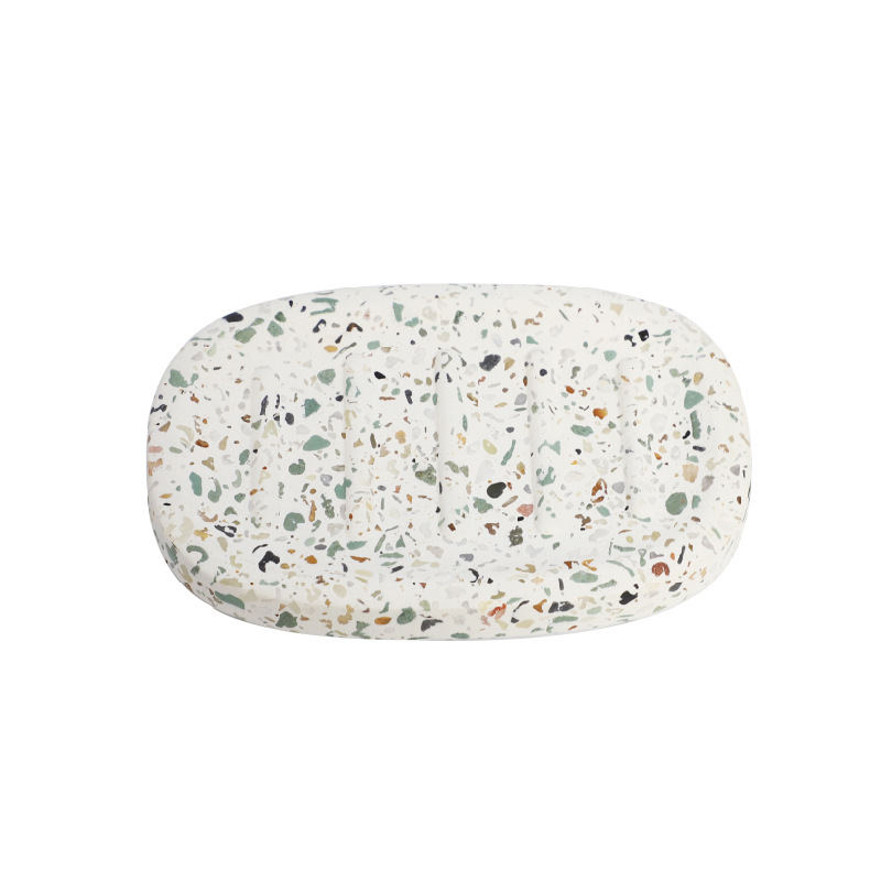 Running Terrazzo Soap Dish Household Simple Cement Soap Rack Bathroom Toilet Concrete Storage Rack