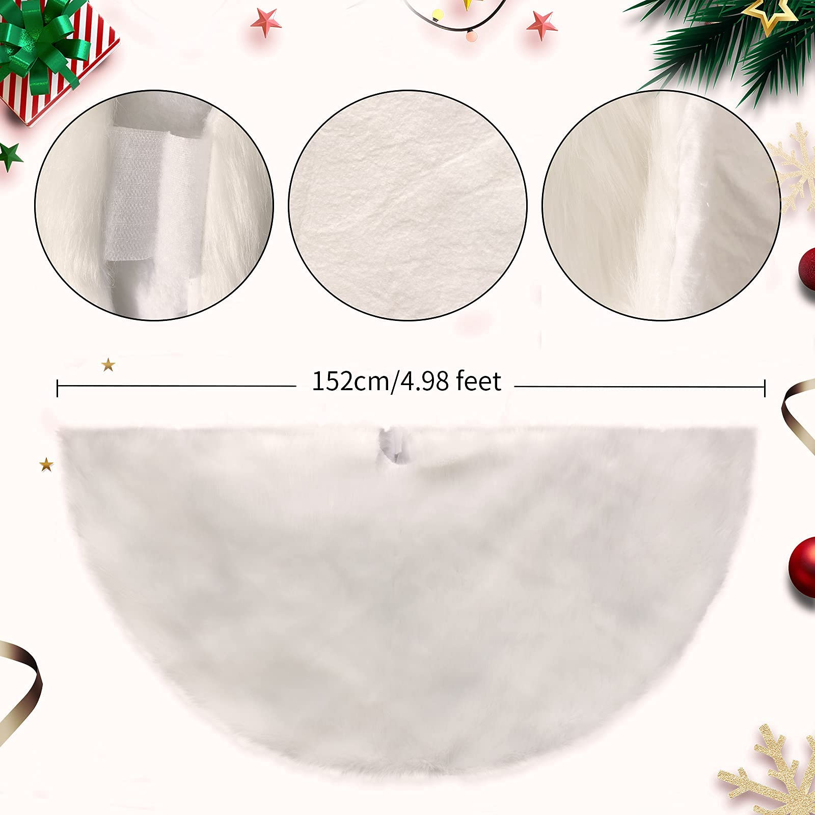 Cross-border Christmas tree skirt white long fur imitation rabbit fur Christmas tree skirt mat Holiday Party Christmas tree decoration