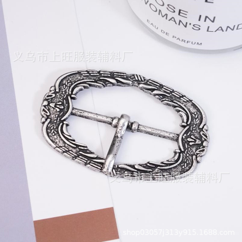 Retro distressed belt buckle zinc alloy belt buckle pattern three-gear buckle love feather Japanese buckle luggage decorative buckle