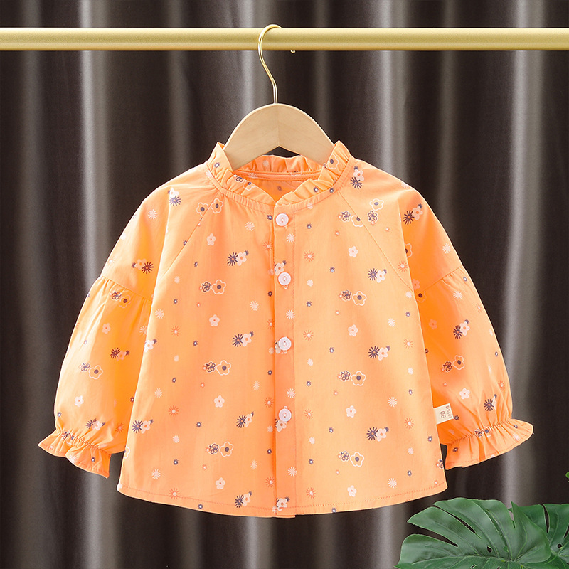 Girls' Baby Long Sleeve Floral Shirt 2025 Spring and Autumn New Casual Children's Shirt Korean Style Autumn Western Style Top
