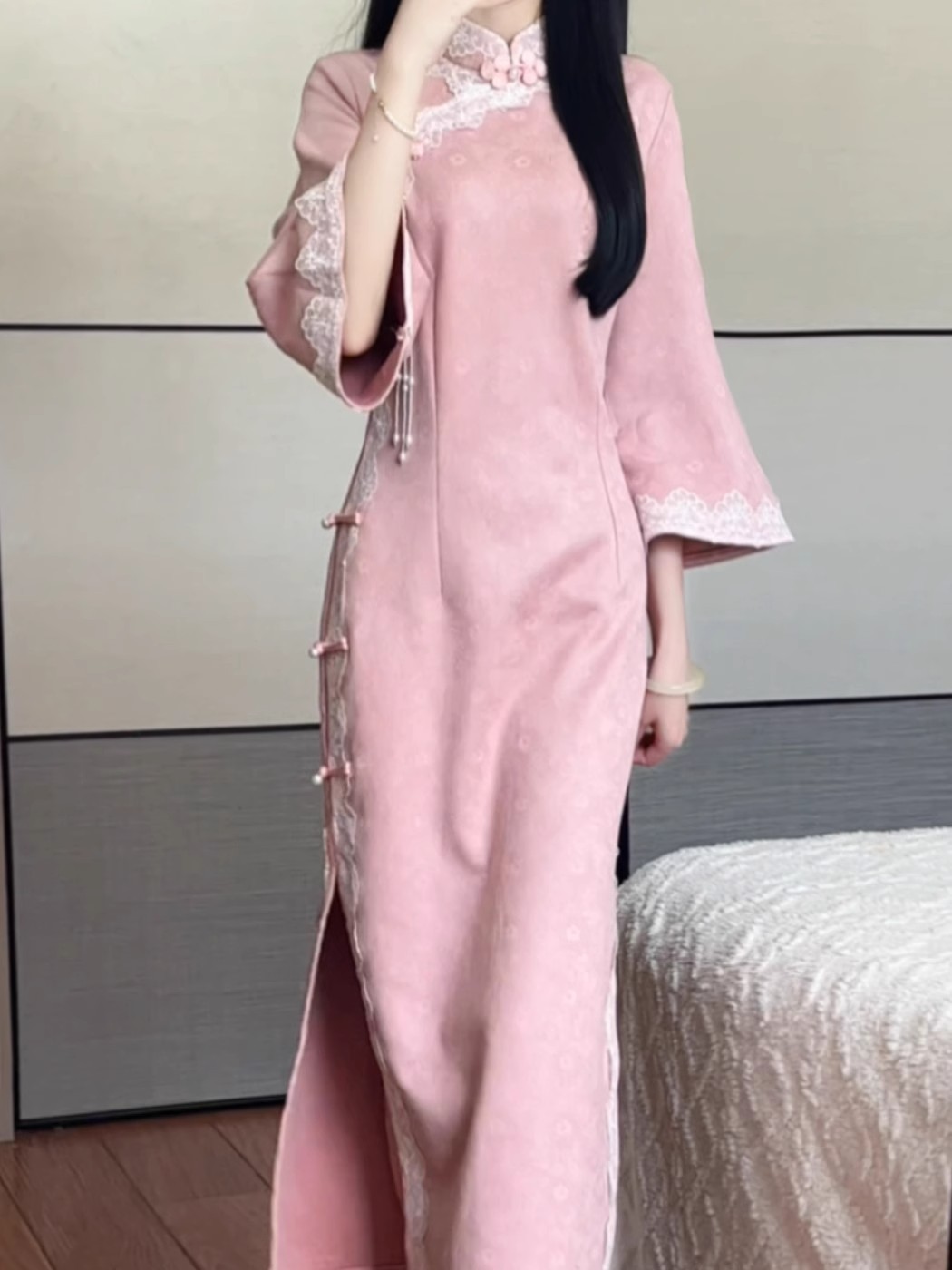 Pink Cheongsam Improved Young Girl Elegant Classy Engagement Dress Dress 2025 New Classy Daily