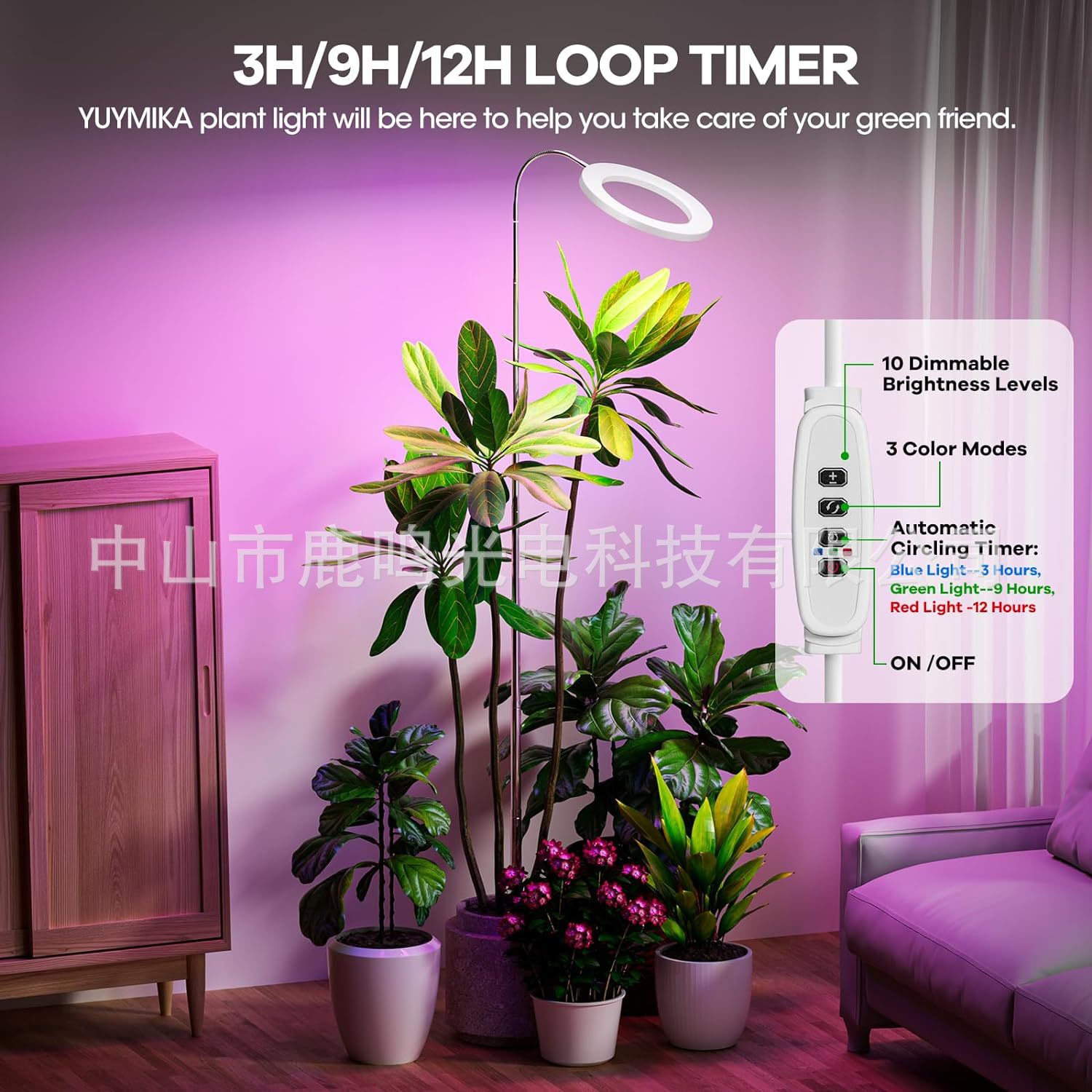 White Angel Ring Floor Plant Lamp Indoor Plant Growth Lamp Factory Direct Full Spectrum Telescopic Floor Succulent