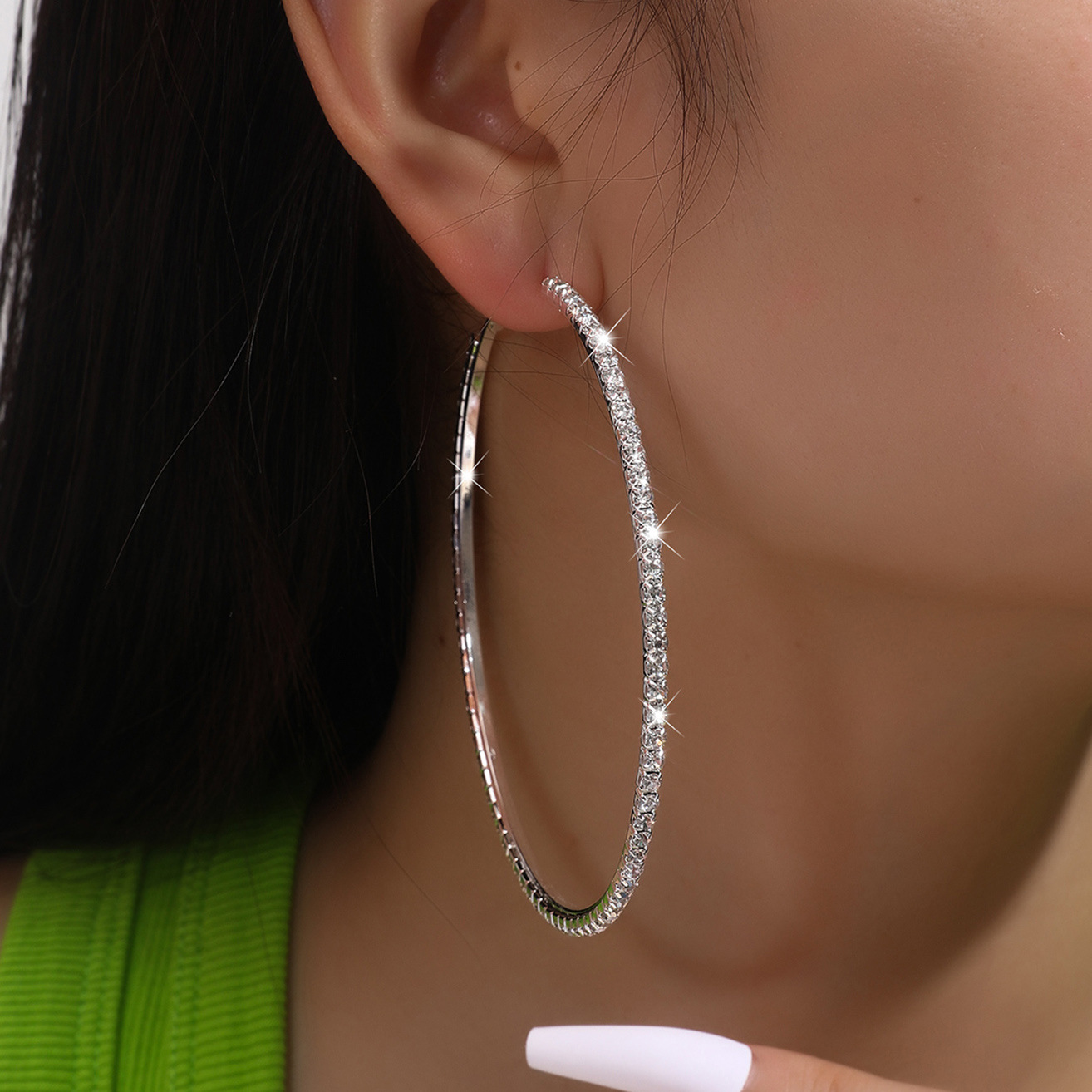 Европейские и американские блестящие большие серьги 8 см для женщин, модные и популярные кросс-бодер серьги для музыкальных фестивалей