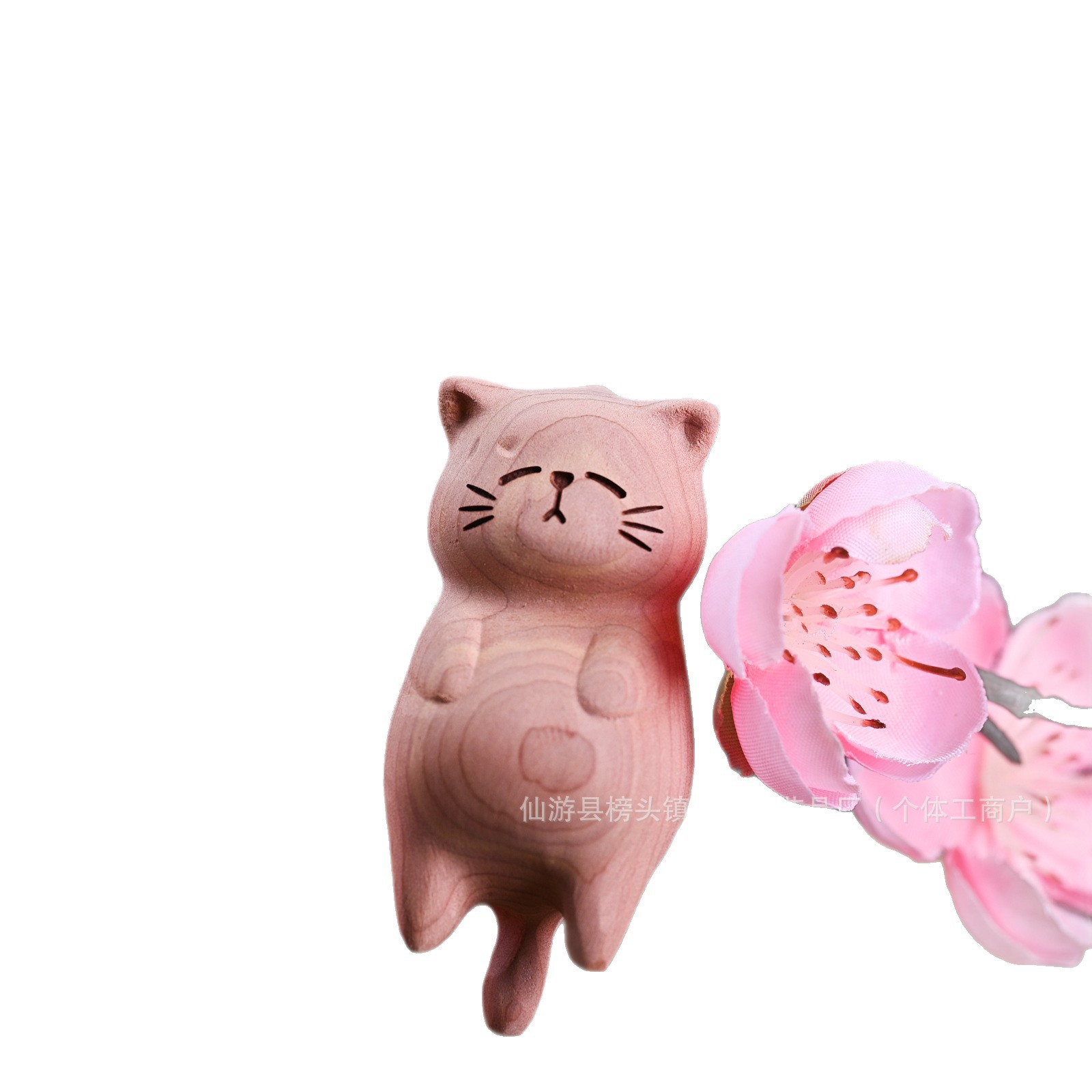 Manufacturer Wholesale Beech Wood Cat Keychain Lucky Cat Bag Pendant Cartoon Handle Accessory Accessory Pendant