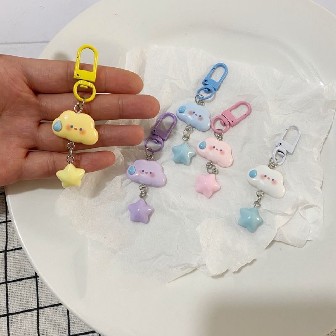 New Cloud Star Keychain Funny Speechless Cloud Pendant Girl Heart Cartoon Backpack Student Bag Pendant