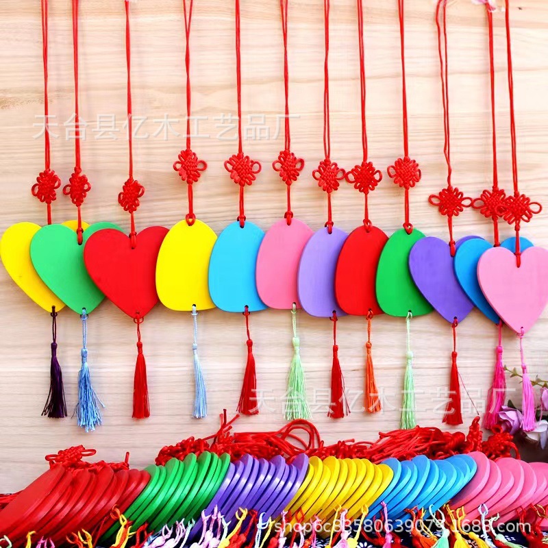 Manufacturer's Wishing Card Colorfulful Heart-Shaped Wishing Wooden Card Praying Card Event Decoration Pendant Creative Wooden Card Can Be Printed with Logo