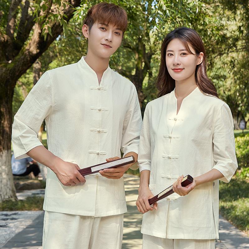 Jushifu Зен Костюм Чайный Костюм Хлопок и Лен Йога Костюм Китайский Стиль Зен Стиль Мужской и Женский Китайский Тан Костюм