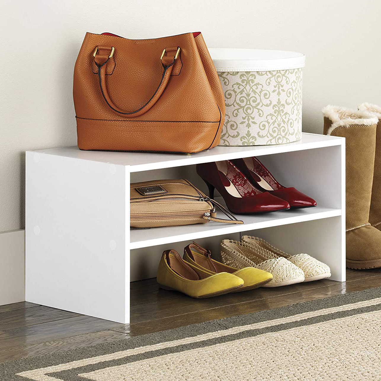 Деревянный обувной шкаф, простой, двухслойный, для хранения обуви, многофункциональный