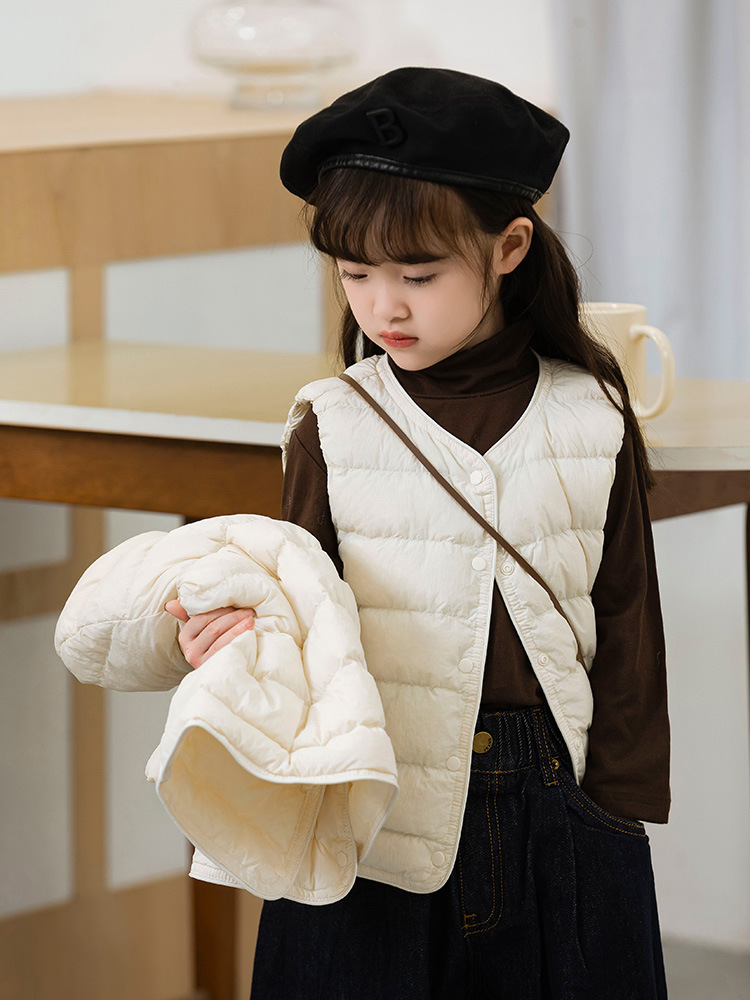 Down Vest Liner 2025 Autumn and Winter Medium and Large Kidsren's Boys and Girls Baby Warm down Jacket Students Wear Outside and Inside