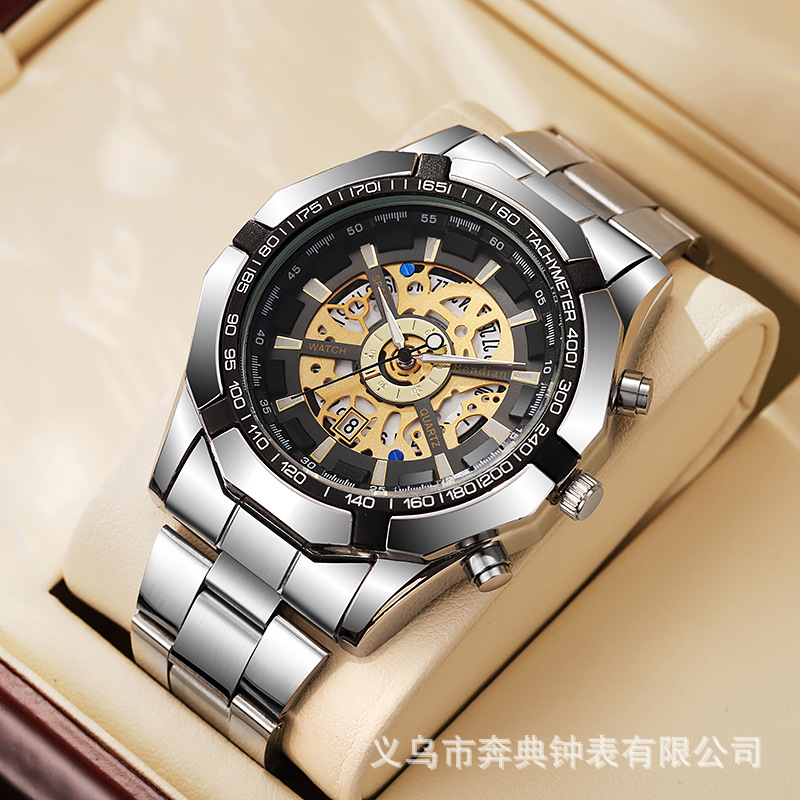 Foreign trade hot sale Xiyin TEMU men's fashion electroplated tungsten steel leisure automatic imitation mechanical watch wholesale