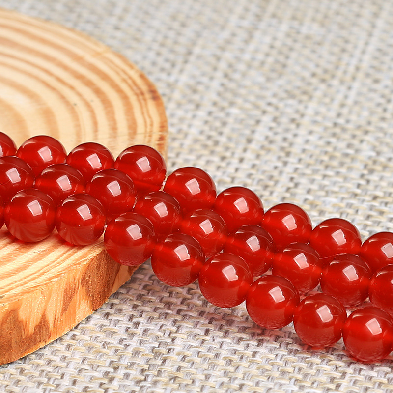 Natural Crystal 7A Red Agate Loose Beads DIY Jewelry Accessories Hand String Beads Red Agate Semi-Finished Products Wholesale