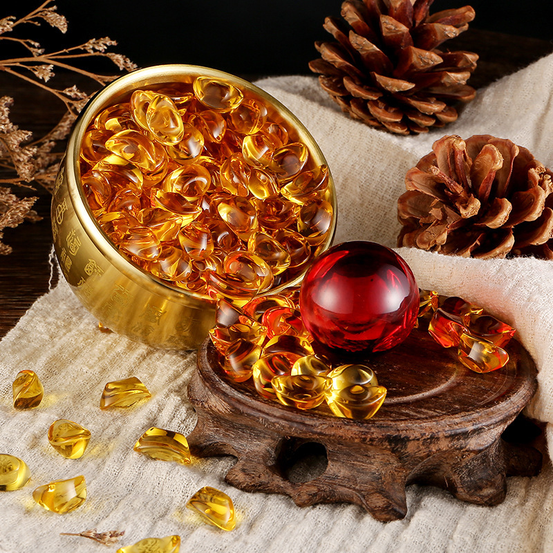 Monshe Lucky Bead Red Bead Glass Ball Artificial Crystal Ball Copper Cylinder Accessory