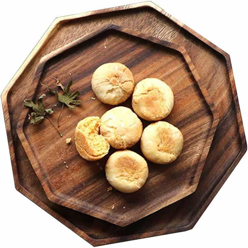 Retro acacia wood wooden tray solid wood leisure afternoon tea dessert coffee wooden plate simple fruit bread tray