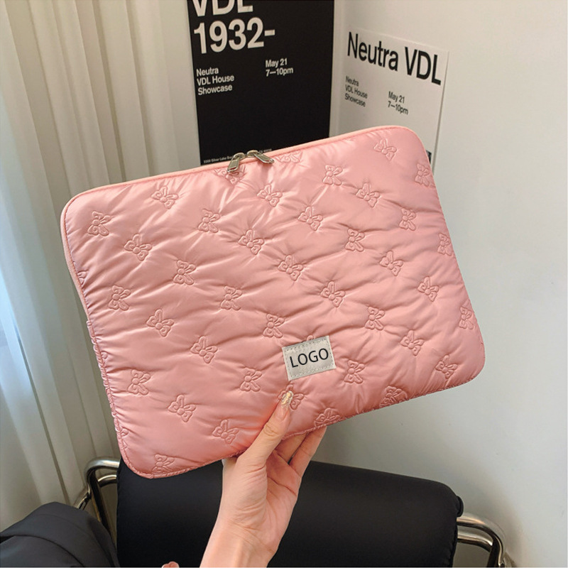 Diamond Down-Filled Computer Bag Women's Shoulder Ballet College Style Notebook Bag Large Capacity Portable Storage Bag