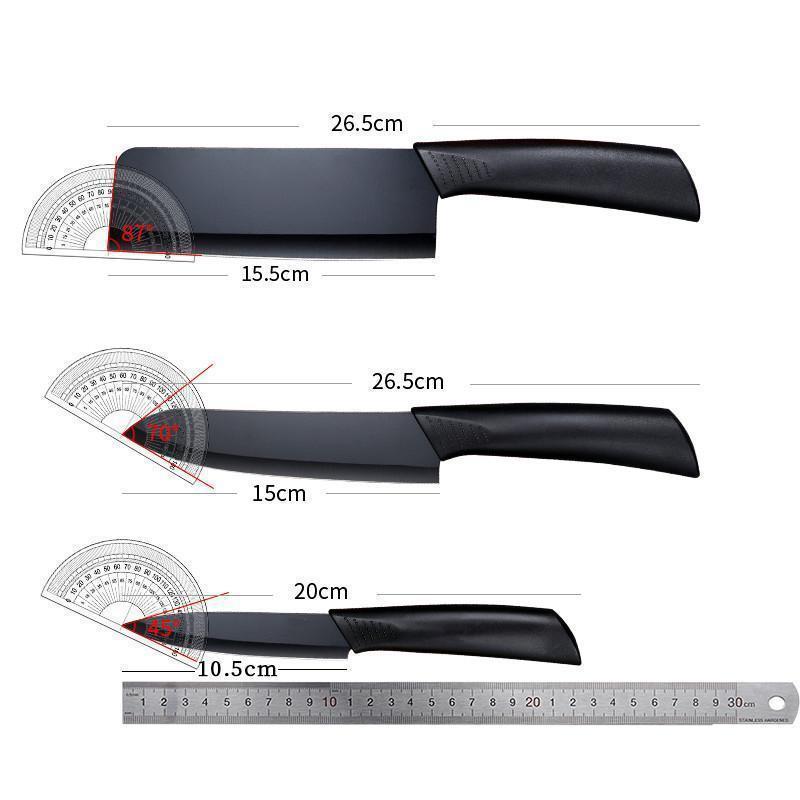Three-Piece Gift knife kitchen knife suit black steel kitchen knife black fruit knife household kitchen knife Black Blade