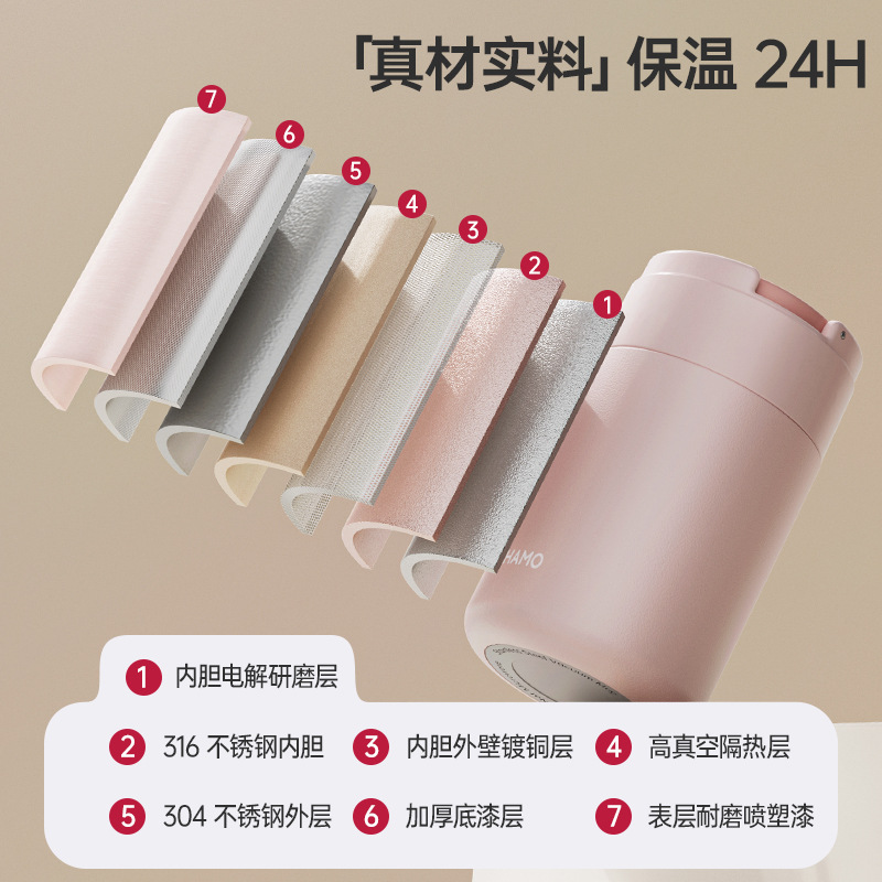 HAMO Braised Beaker Women's 316 Stainless Steel Smoldering Large Capacity Braised Porridge Tremella 24 New Style Heat Preservation Bucket Heat Pot