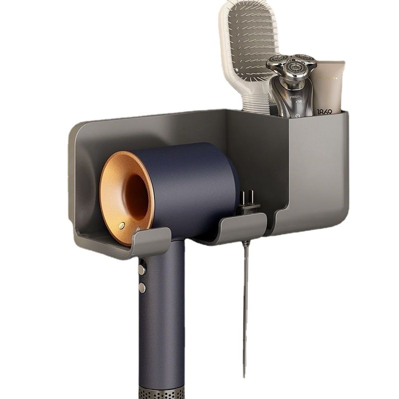 Hair Dryer Storage Rack Bathroom Bathroom Punch-Free Hair Dryer Holder Multi-Functional Wall-Mounted Hair Dryer Rack