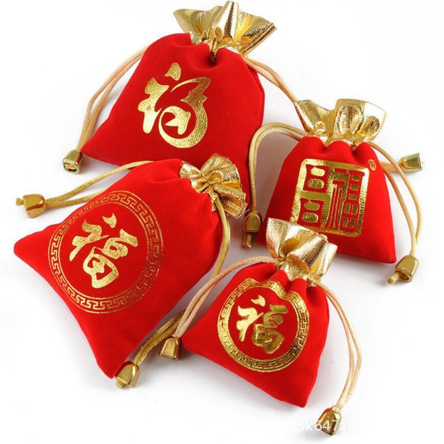 Factory flannel bag Red lucky bag jewelry bag drawstring bag gift jewelry packaging bag