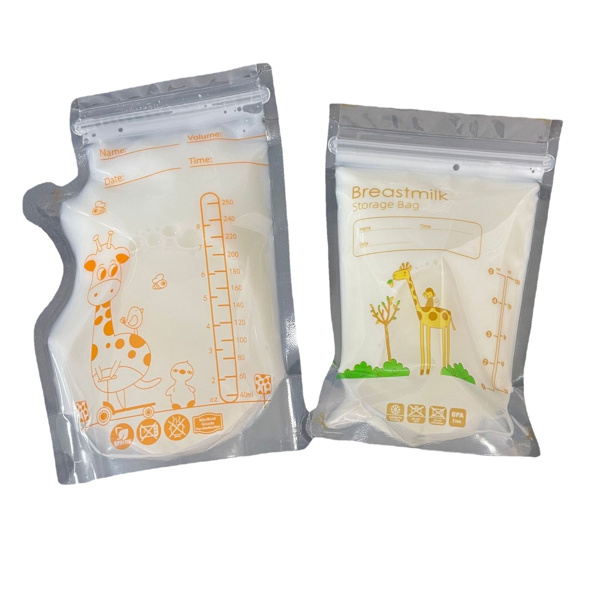 Spot 150ml Milk Storage Bag 5Ozpet/Pe Breast Milk Storage Bag Cartoon Pattern Cross-Border E-Commerce Breast Milk Bag