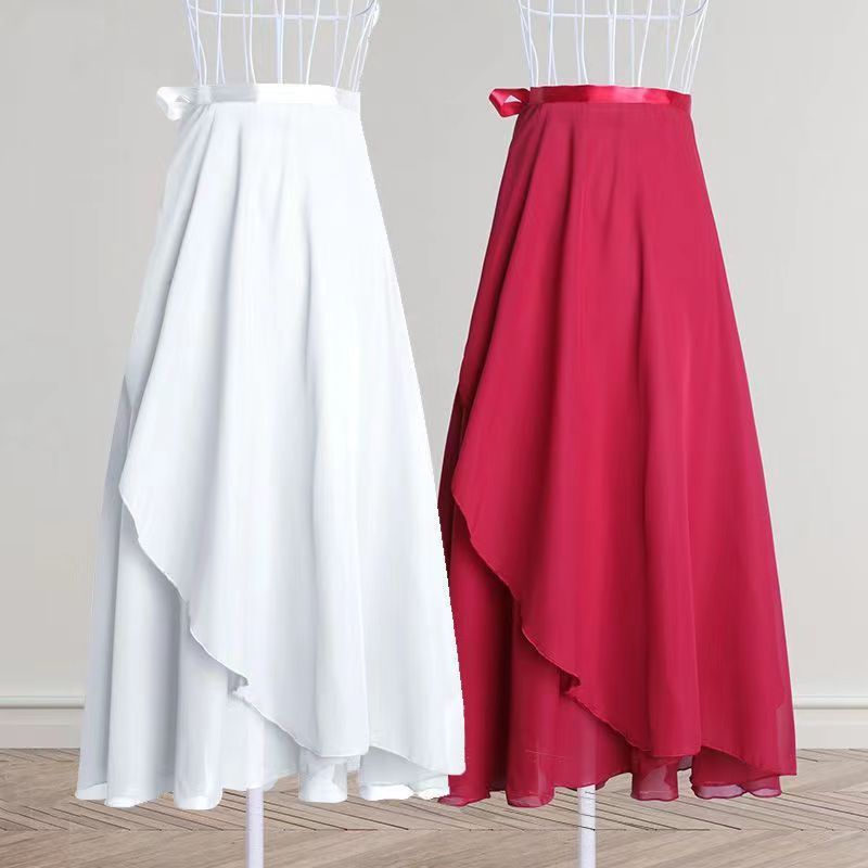 Ballet Skirt Practice Clothes Skirt Female Adult Long Dance Gauze Skirt Teacher Lace-Up Chiffon Skirt Gymnastics Long Skirt