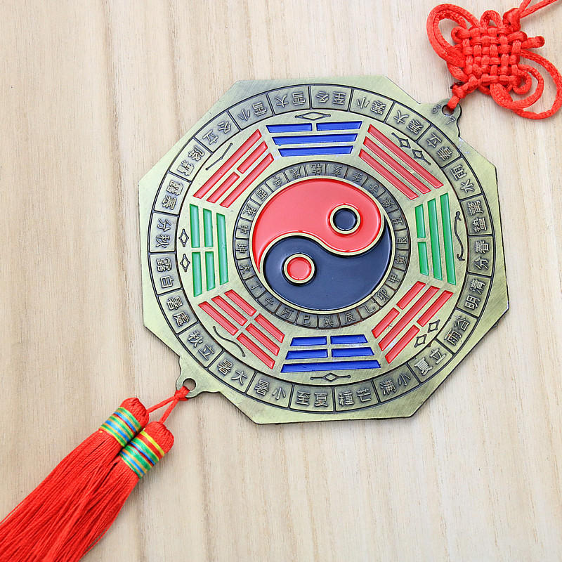 Factory wholesale octagonal color Bagua mirror pendant twelve Zodiac hanging door ornaments color Bagua mirror pendant