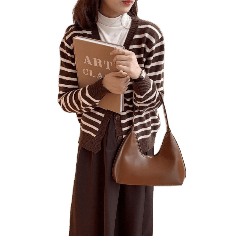 Korean Bags 2023 New Autumn Niche Retro Handbag Underarm Bag Shoulder Bag Versatile Large Capacity Baguette Changzhen