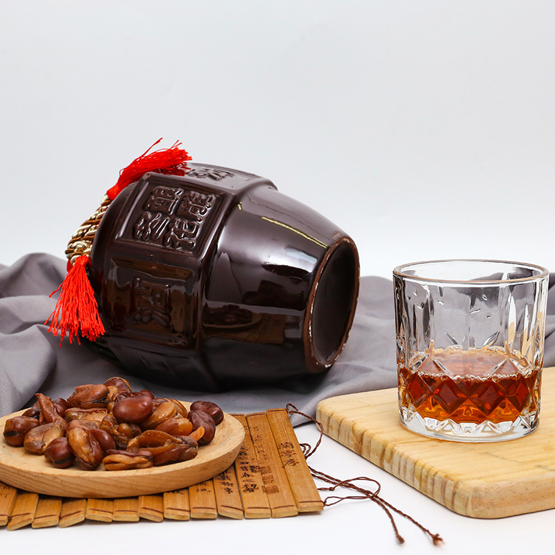 Zhejiang Yijia carved wine pottery jar with yellow wine glutinous rice Rice rice wine with rice wine 1.5L semi-dry 12 degrees pure grain handmade Brewing