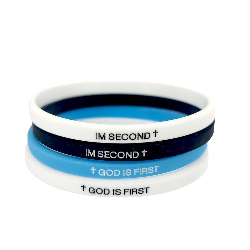 Multicolor thin strip GOD IS FIRST letter sports tide brand silicone bracelet 5mm colored rubber hand ring
