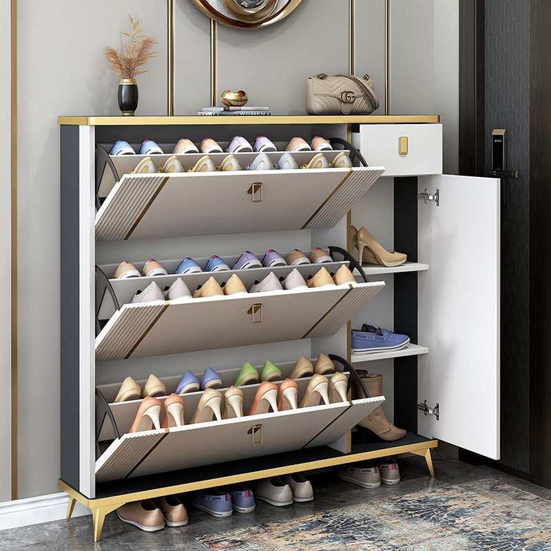 Light luxury ultra-thin flip shoe cabinet home door Large Capacity Storage hallway cabinet simple modern door storage shoe rack