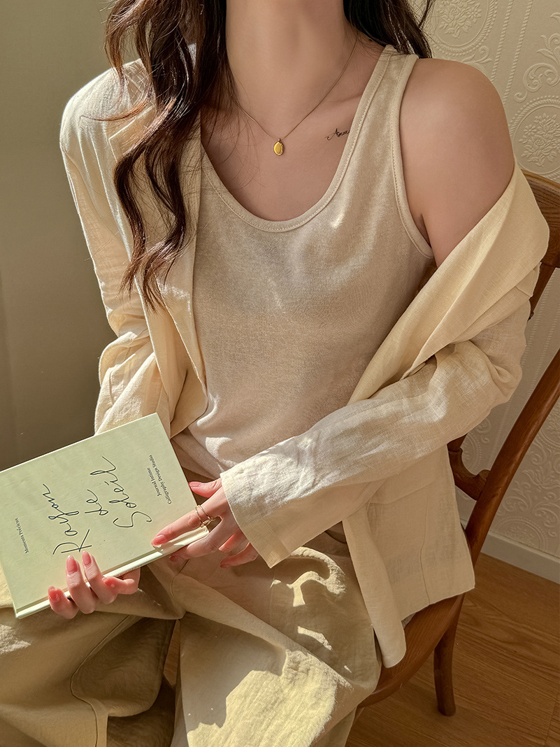 Spring and Summer Versatile Loose and Lazy Style Bottoming Can Be Worn Outside Small Camisole Women's Inner Body-Covering Sleeveless Top